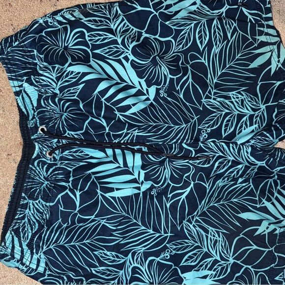 Nautica Blue Floral Swim Trunks - Picture 1 of 3